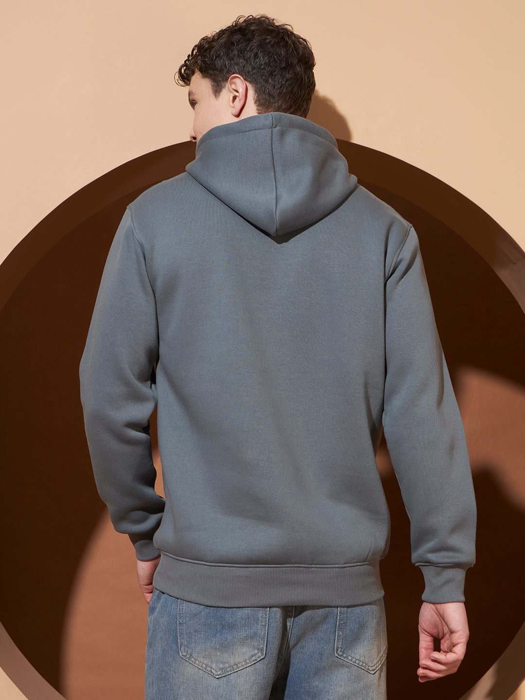 Men’s Grey  Graphic Print Cotton Hoodie – Casual Pullover Sweatshirt