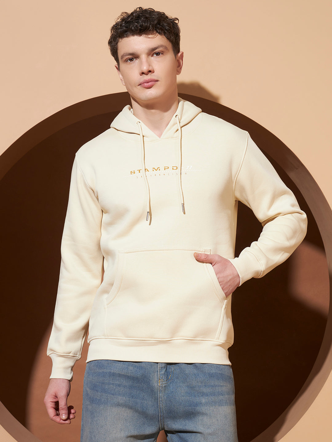 Men’s Off White  Graphic Print Cotton Hoodie – Casual Pullover Sweatshirt