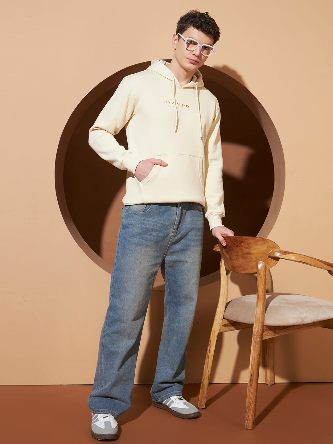 Men’s Off White  Graphic Print Cotton Hoodie – Casual Pullover Sweatshirt