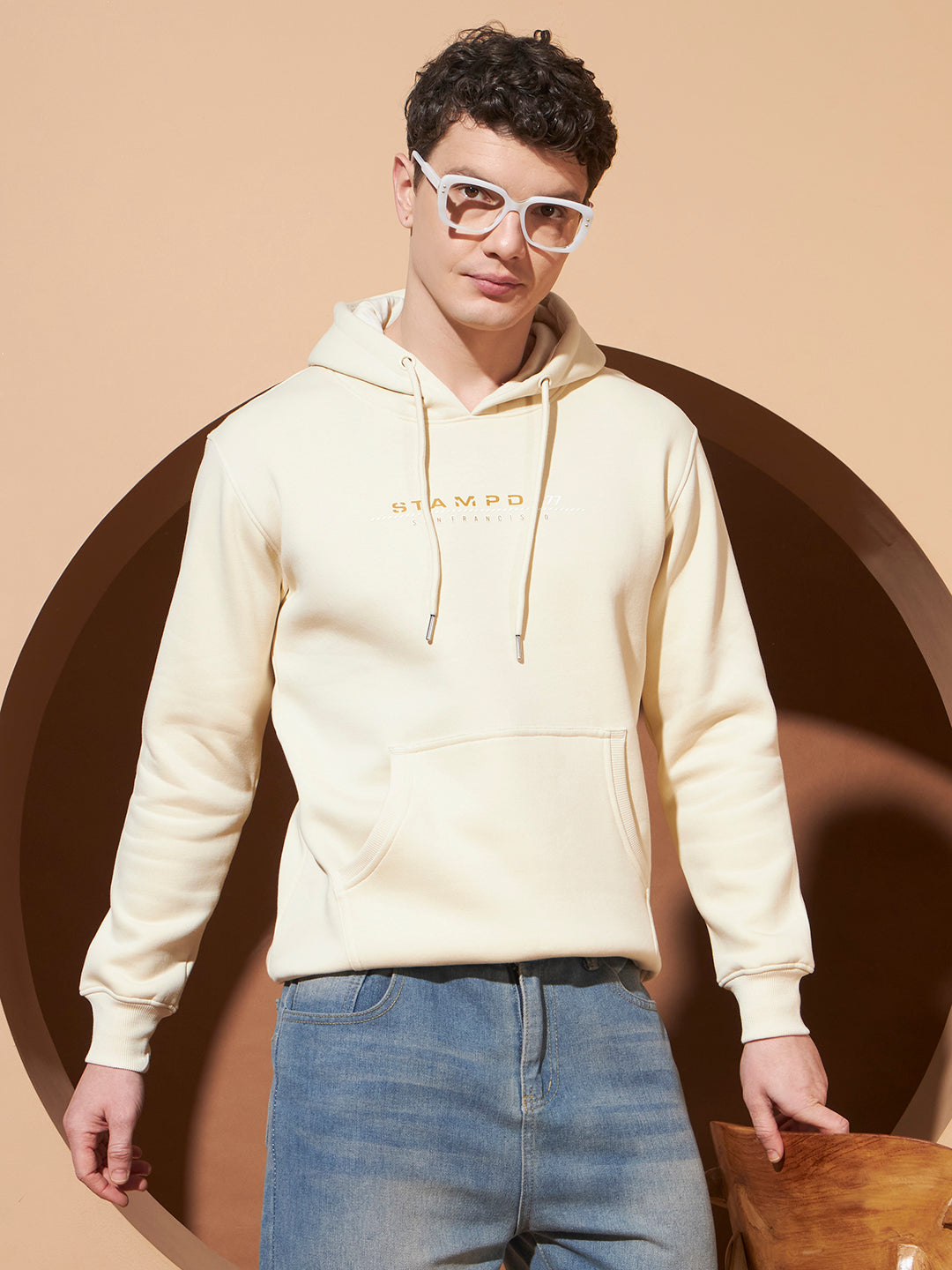 Men’s Off White  Graphic Print Cotton Hoodie – Casual Pullover Sweatshirt