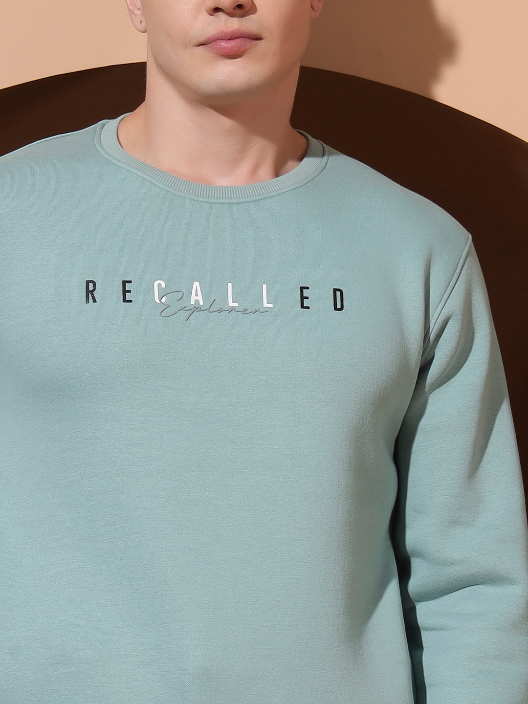 Men’s Mint Green Printed Sweatshirt – Recalled Explorer Crew Neck Pullover