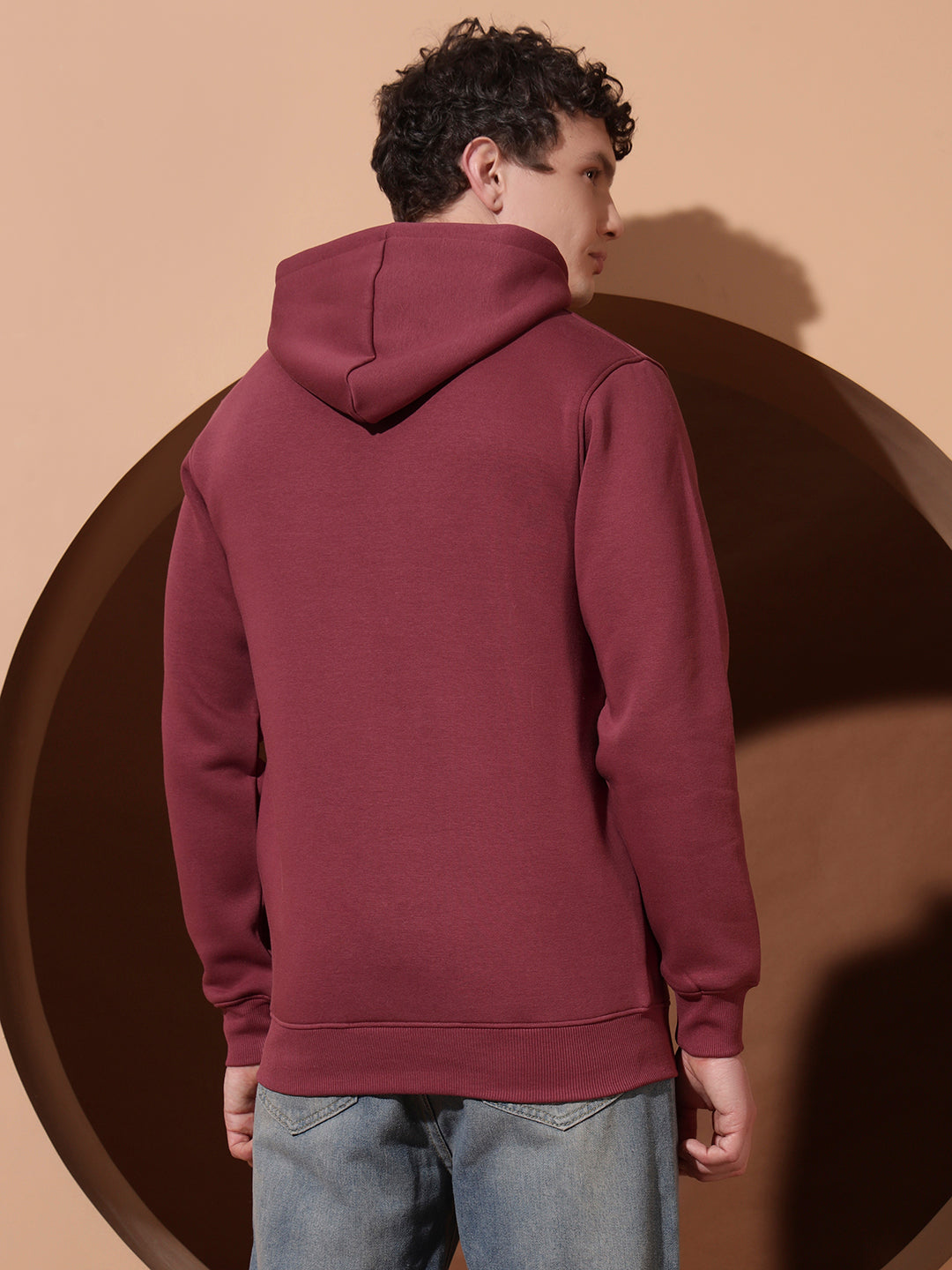 Men’s Maroon Graphic Print Cotton Hoodie – Casual Pullover Sweatshirt